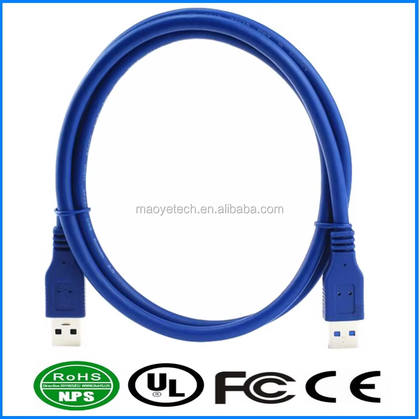 USB3.0 AM to AM Superspeed Data Cable for Computer & Portable Hard Drive with 3A Fast Charging and Braided Shielding