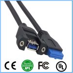 USB 3.0 19-Pin Cable with USB 3.0-A Connectors Braided Shielding PVC Jacket 3A Fast Charging for Computer