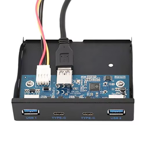 USB 3.0 2-Ports + USB 3.1 Type C 2-Ports 3.5 Inch Front Panel USB Hub with 19 Pin Connector & 2ft Adapter Cable