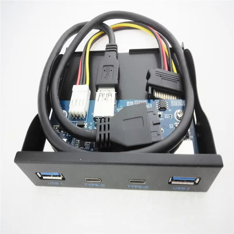 USB 3.0 2-Ports + USB 3.1 Type C 2-Ports 3.5 Inch Front Panel USB Hub with 19 Pin Connector & 2ft Adapter Cable