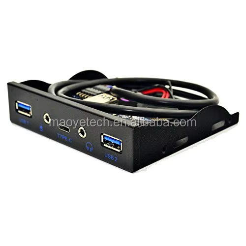 19Pin to 2 Ports USB 3.0 HUB and HD Audio+1 Port USB 3.1 Type C- 3.5-in PC Floppy Front Panel