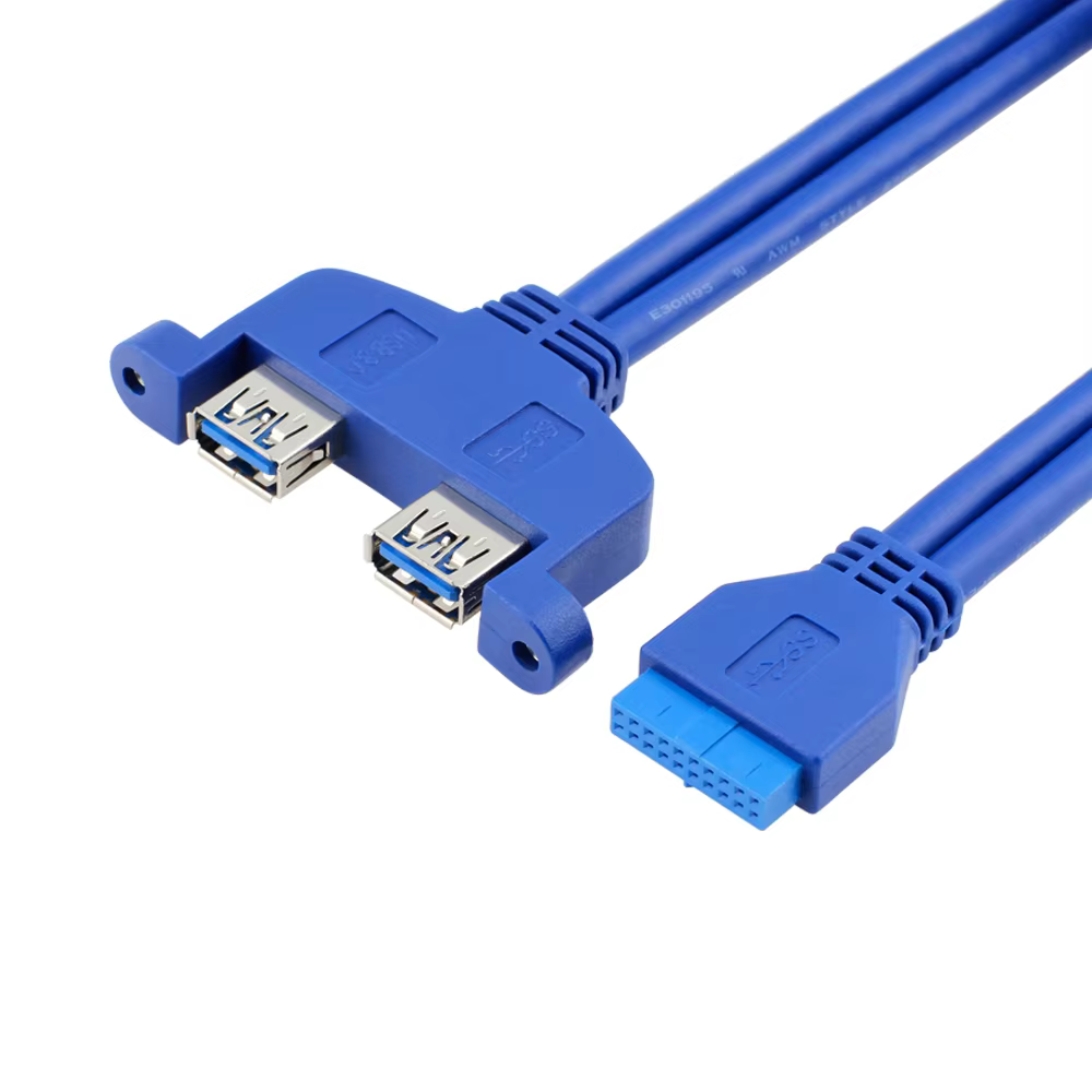 Motherboard 20pin to Dual USB 3.0 USB AF to 20-pin Data Cable