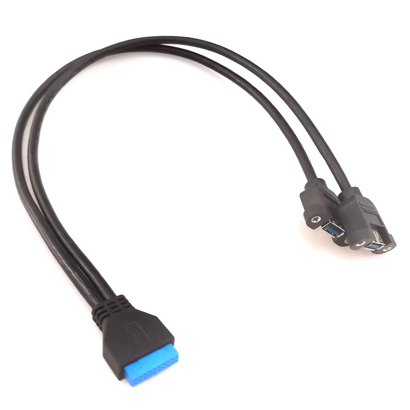 Superspeed USB3.0 Cable Female to Female Mounting Ears Standard Port Copper Wire