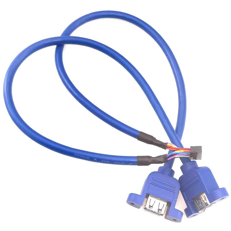 Superspeed USB3.0 Cable Female to Female Mounting Ears Standard Port Copper Wire