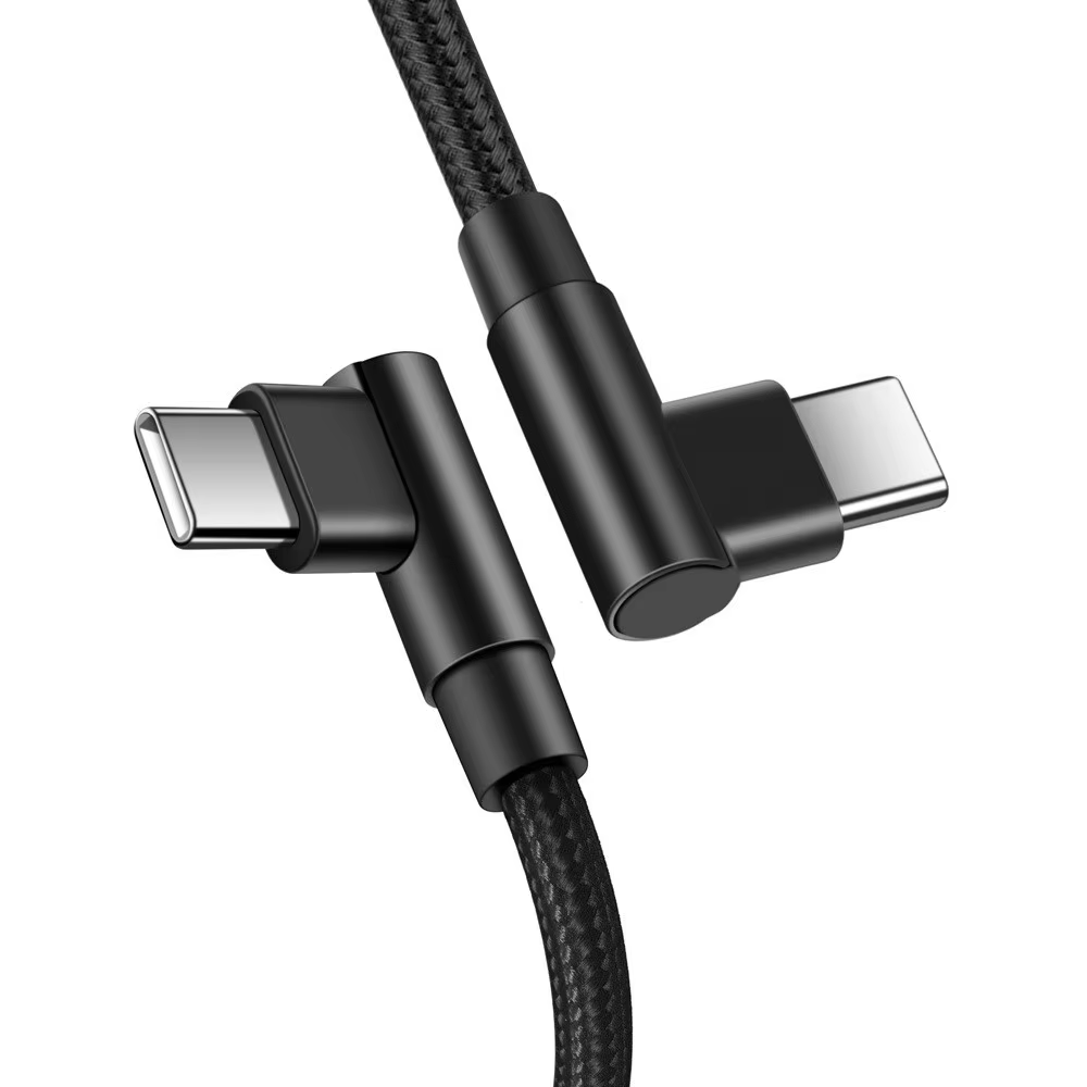 Right Angle USB 3.0 C Male to C Male Data Cable 0.5m to 5m Length Fast Charging With 3A PD60W Current for Mobile Phones