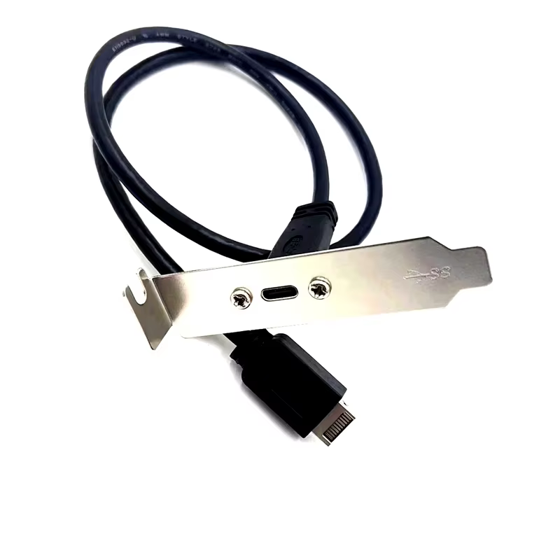 Factory Hot Selling C Female to Type E Gen 3.2 10G USB Type-C Cable with Screw Shell and Braid Shielding for Computer Case Use