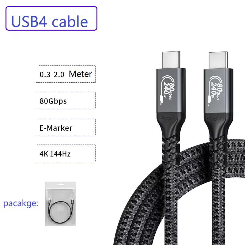 High Quality 15-Year Factory-Grade USB 3.1 Gen2 Type-C Cable Fast Charging 240W 5A 4K60Hz Braid PVC Tinned Copper Conductor