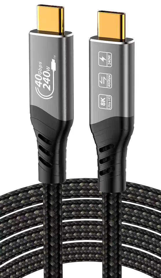 USB4.0 Type-C to Type-C 1m 40G 80G Superspeed PD240W Fast Charging Braided Shielding Data Cable