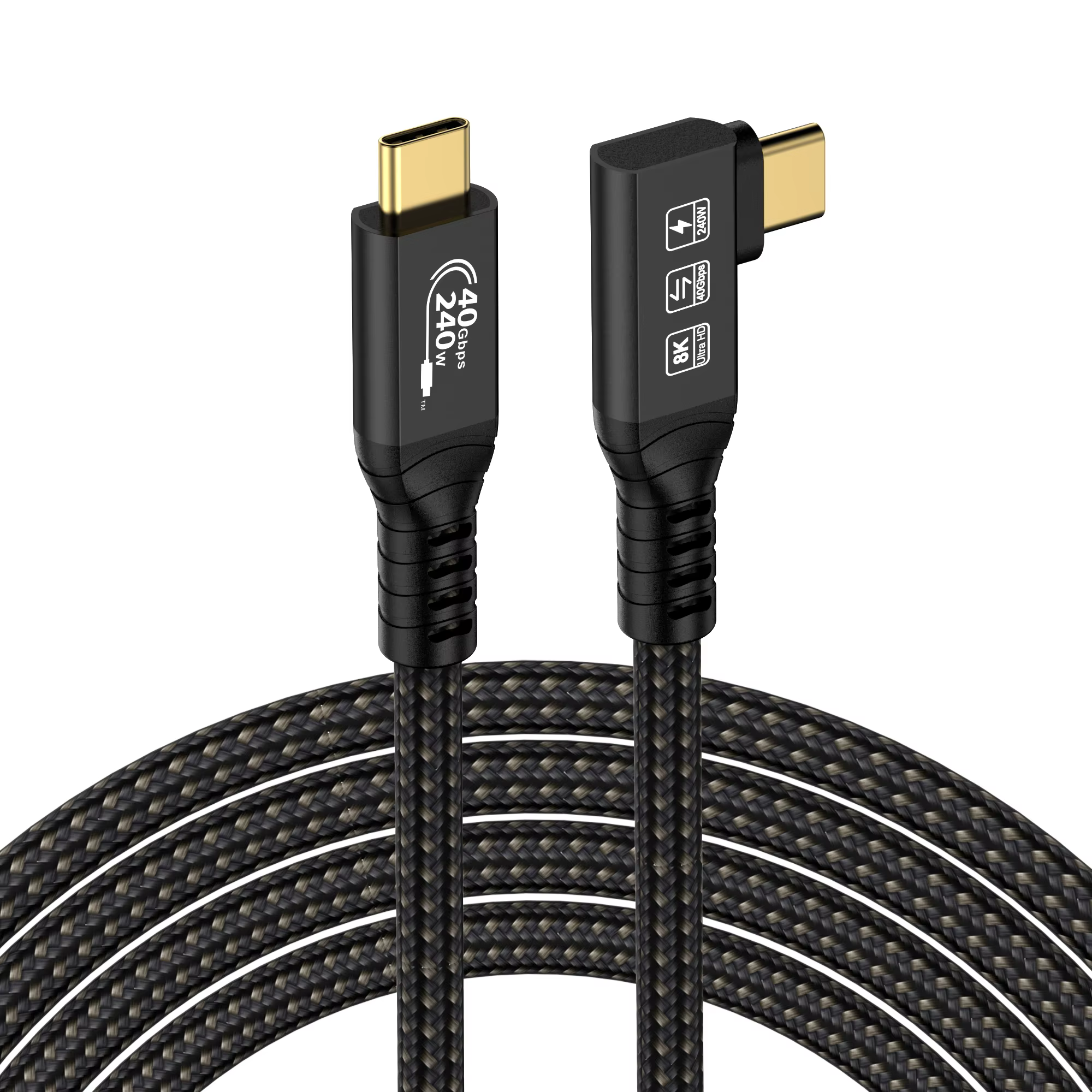 USB4.0 Type-C to Type-C 1m 40G 80G Superspeed PD240W Fast Charging Braided Shielding Data Cable
