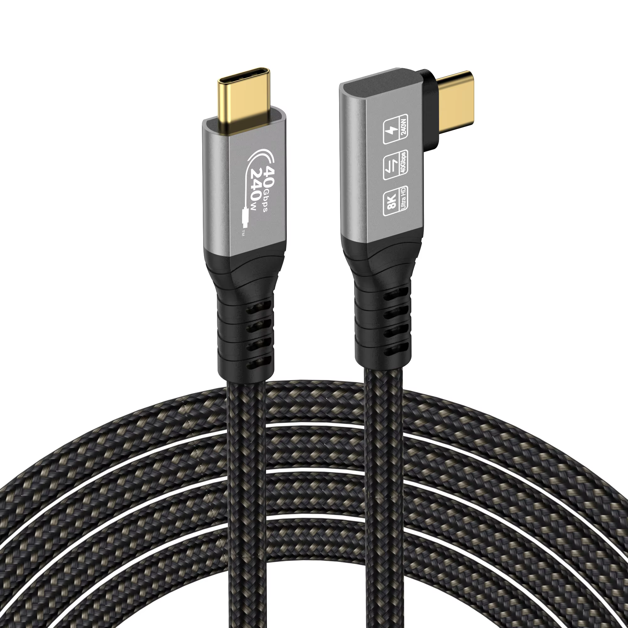 USB4.0 Type-C to Type-C 1m 40G 80G Superspeed PD240W Fast Charging Braided Shielding Data Cable