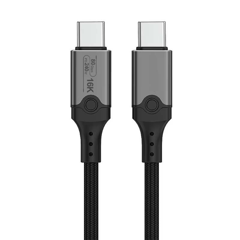 Thunderbolt 5 Type-C to Type-C Data Cable 80Gbps 16K 60HZ 240W PVC Braid Shielding for IOS Camera Mobile Phone