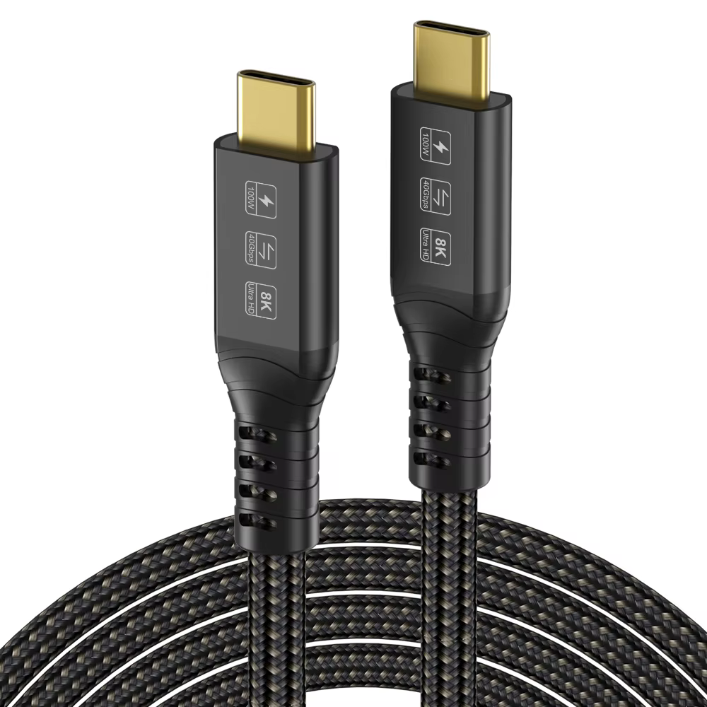Thunderbolt 5 Type-C to Type-C Data Cable 80Gbps 16K 60HZ 240W PVC Braid Shielding for IOS Camera Mobile Phone