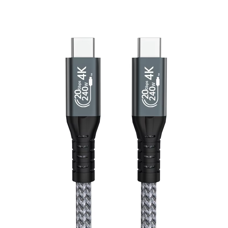 Factory High Quality 240W 5A PVC Jacketed USB3.2 Type C to Type C Bare Copper Audio & Data Transfer Cable for Cellphone Computer