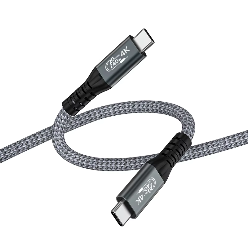 Factory High Quality 240W 5A PVC Jacketed USB3.2 Type C to Type C Bare Copper Audio & Data Transfer Cable for Cellphone Computer
