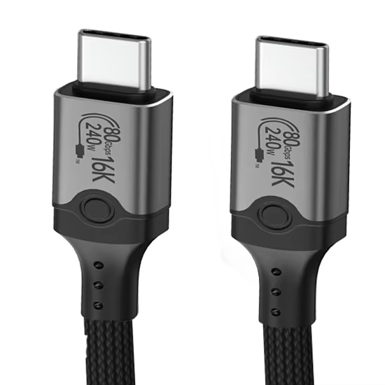USB4 V2.0 Thunderbolt 5A Fast Charging Braided Sleeve Data Cable 240W 80Gbps Transfer Speed 16K Male-Male Charger for Mobile