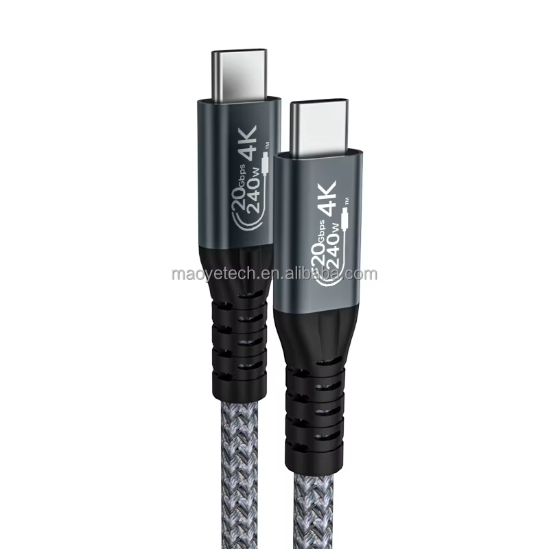 USB4 V2.0 Thunderbolt 5A Fast Charging Braided Sleeve Data Cable 240W 80Gbps Transfer Speed 16K Male-Male Charger for Mobile
