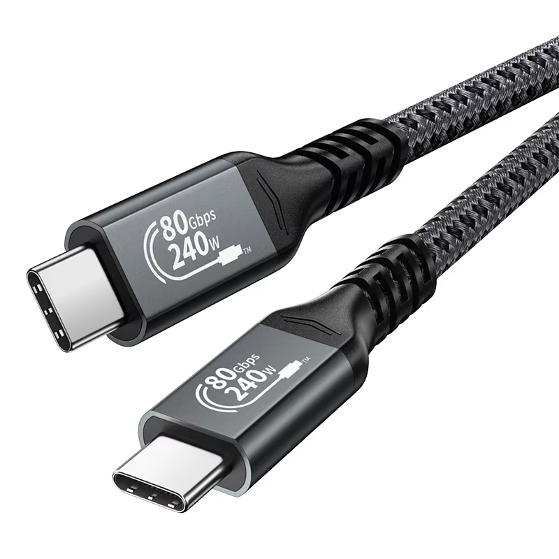 USB 3.1 Thunderbolt Cable Nylon MacBook Pro/Air iPad Pro 80Gbps 240W PD Fast Charging 16K/8K Video Compatibility Dell Printer