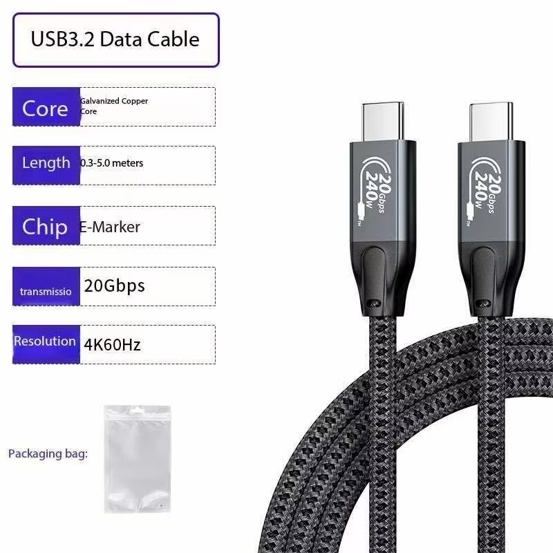 20Gbps USB C to C Monitor Gen2*2 Cable 240W Charging Cable for Mobile Phones Cameras Computers Type-C Cable Matters