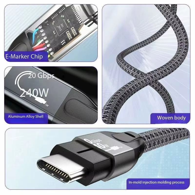 20Gbps USB C to C Monitor Gen2*2 Cable 240W Charging Cable for Mobile Phones Cameras Computers Type-C Cable Matters