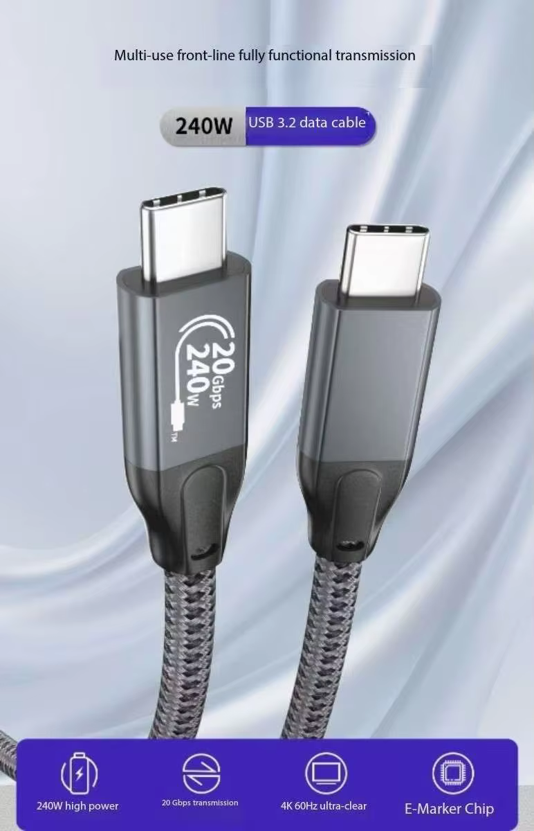 20Gbps USB C to C Monitor Gen2*2 Cable 240W Charging Cable for Mobile Phones Cameras Computers Type-C Cable Matters