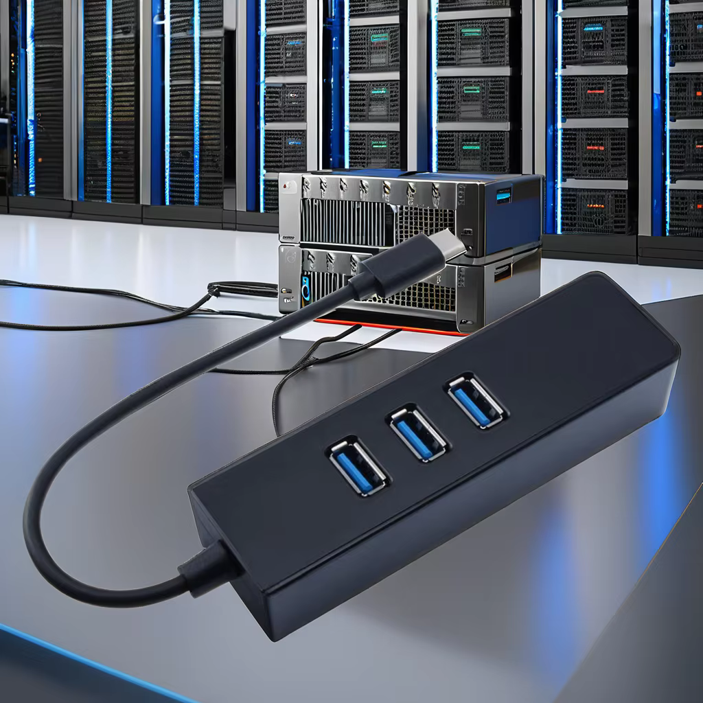 High-Speed USB 3.1 Type C 3-Port USB 3.0 Hub RJ45 Adapter Cable Gigabit Network Transmission Ethernet for Mobile Computer Camera