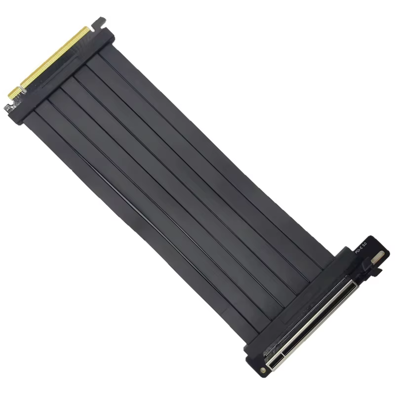 PCIe 5.0 X16 GPU Riser 180 Degree Rotational Connector Pure Copper Braid Shielding TPE Jacket Compatible Gen 5 GPUs Computer