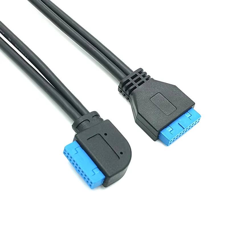 AXT 19-Pin Side-Bent IDC Motherboard Data Cable Extension 20-Pin to 20-Pin Compatibility