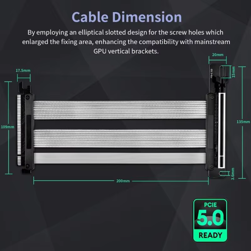 5th Generation PCIE 5.0 Adapter Cable for GPU Graphics Card Compatible PCI-E 16X for WRX80/90E RTX4090/5090 Computer Accessories