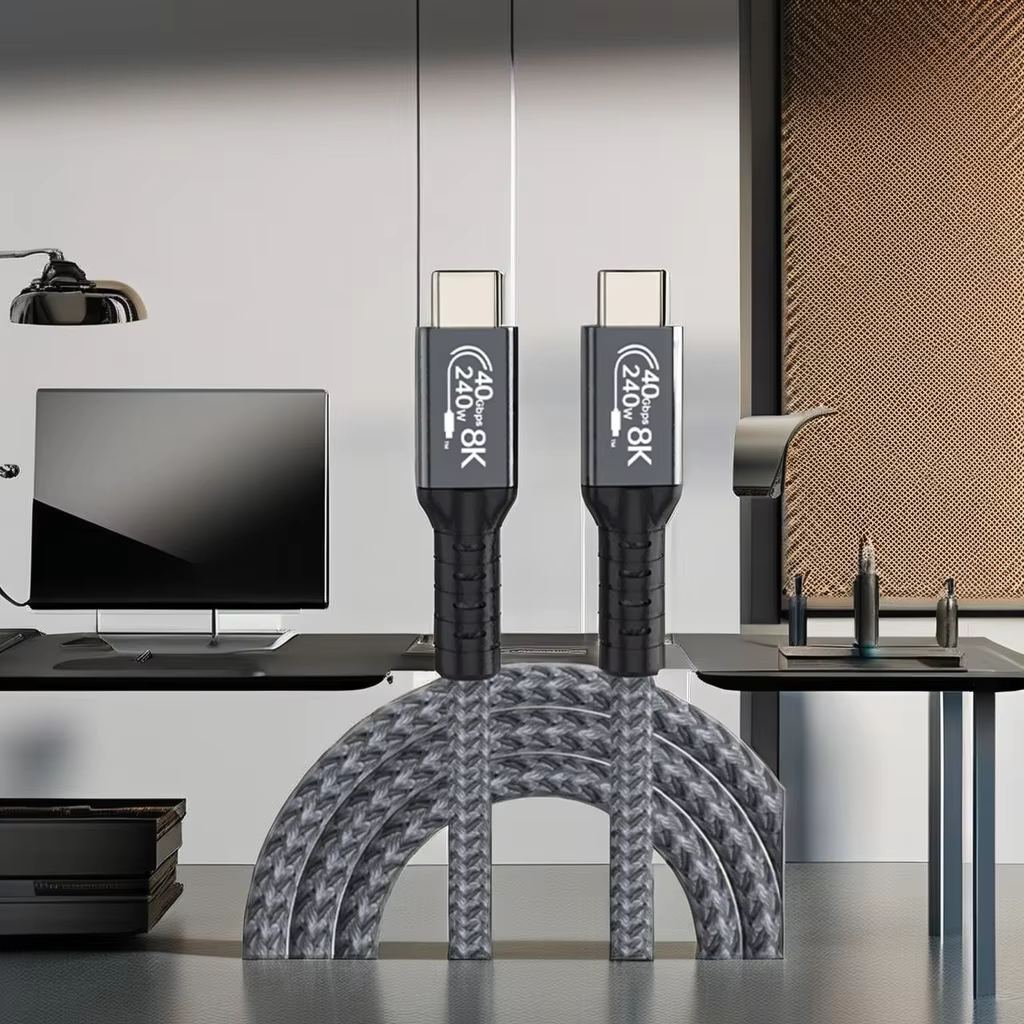 USB4 3.2 40Gbps High Quality 5A Fast Charging Type-C Extension Cable Pure Copper Conductor Nylon Pure Braided 1m/2m Lengths