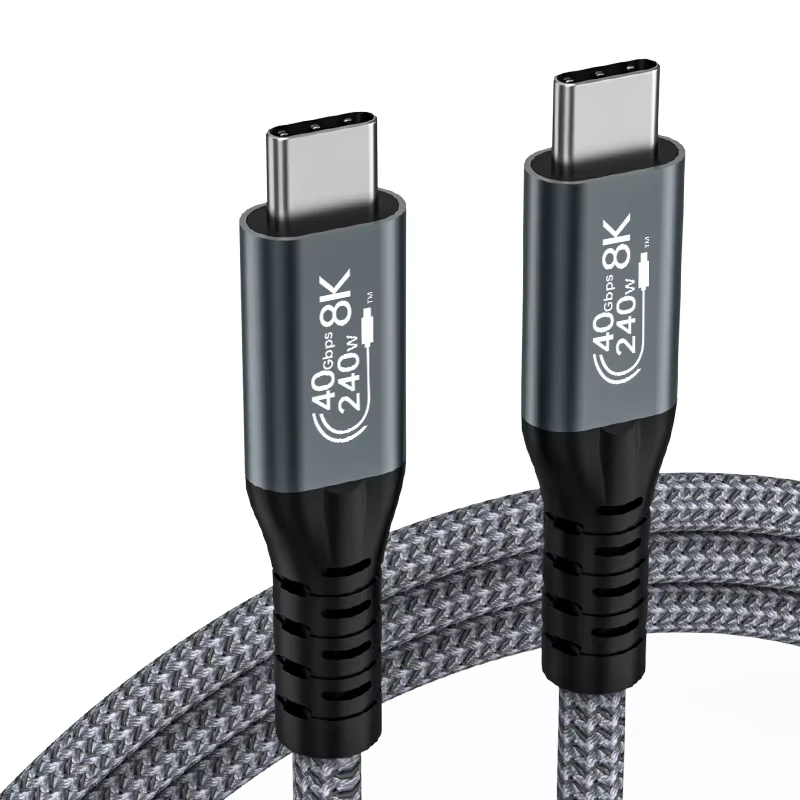 USB4 3.2 40Gbps High Quality 5A Fast Charging Type-C Extension Cable Pure Copper Conductor Nylon Pure Braided 1m/2m Lengths