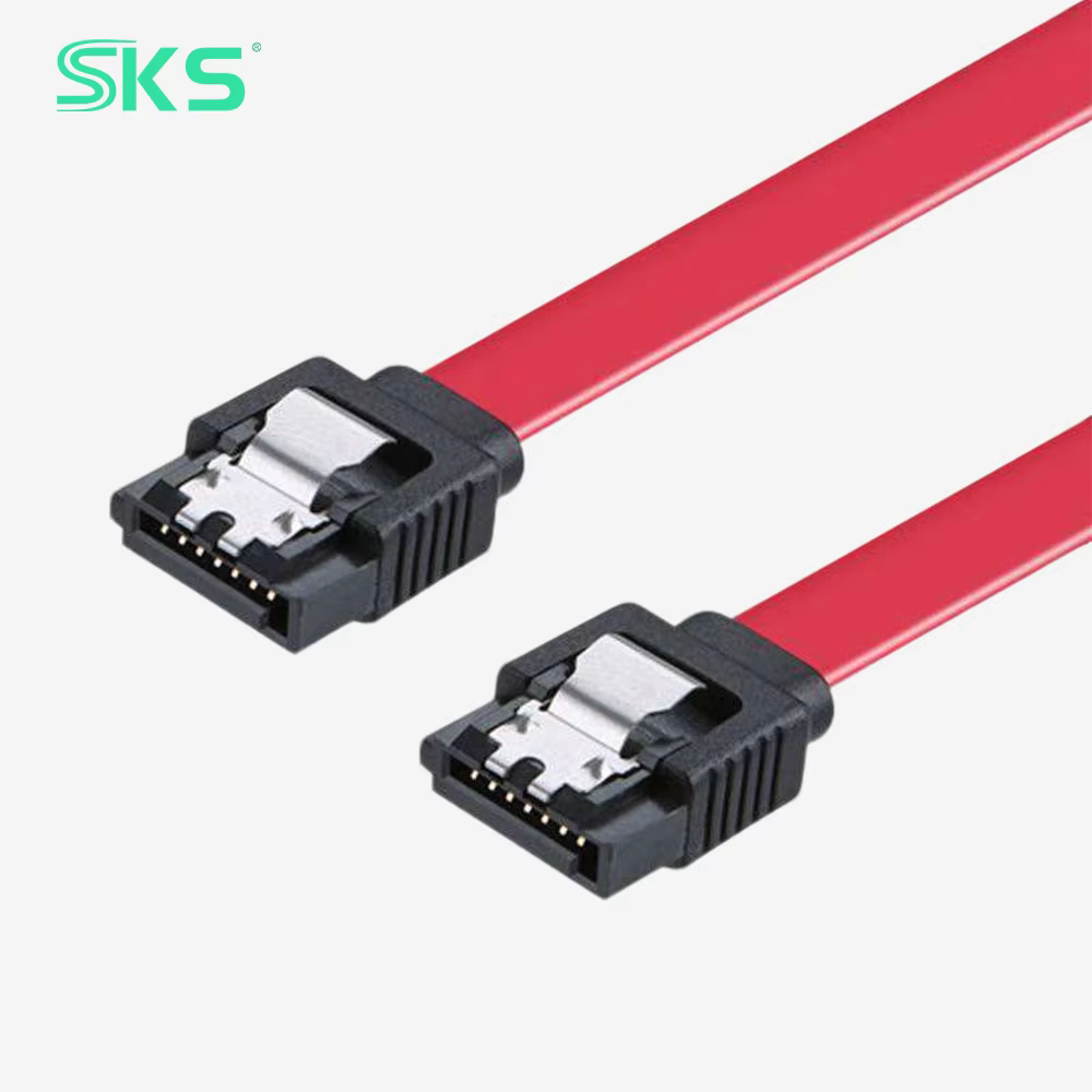 Red SATA 3.0 6Gbps 7Pin Straight Shielded Metal Clasp 50cm Transparent PVC Jacket Cable for IOS Car Computer Scanner Earphone