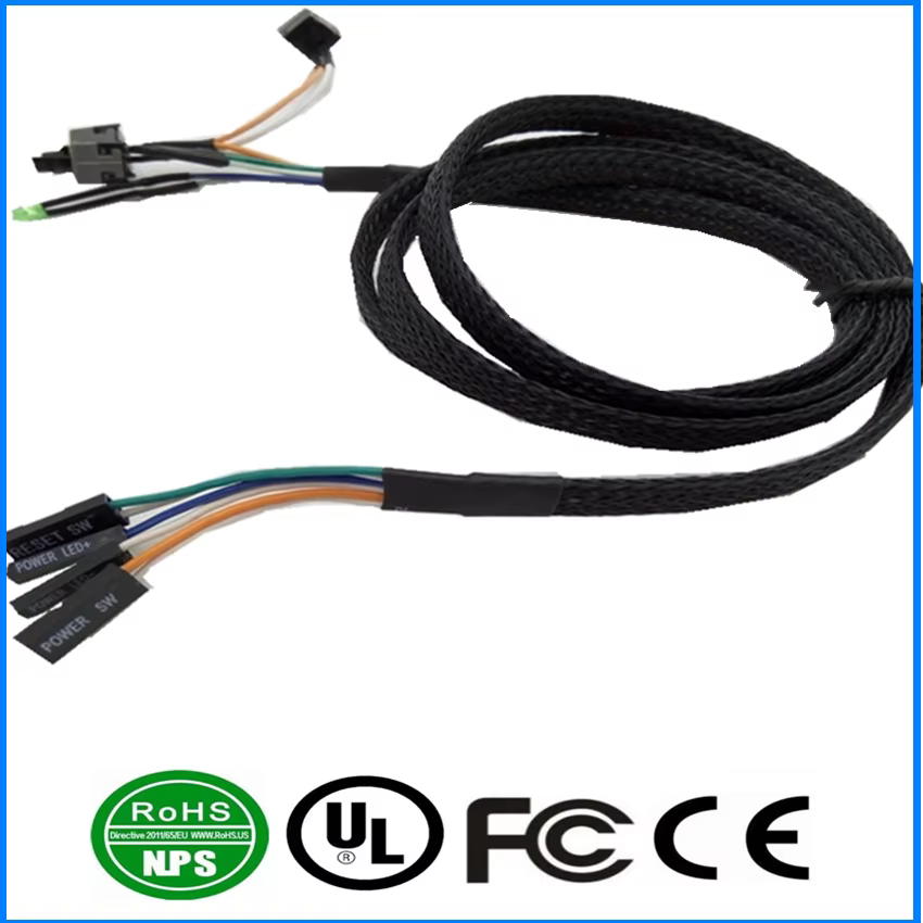 8.45 Switch & LED (5mm/3mm) LVDS Flat Sleeved Audio & Video Wire Harness for Computer HSG 2.54 UL1007 Cable