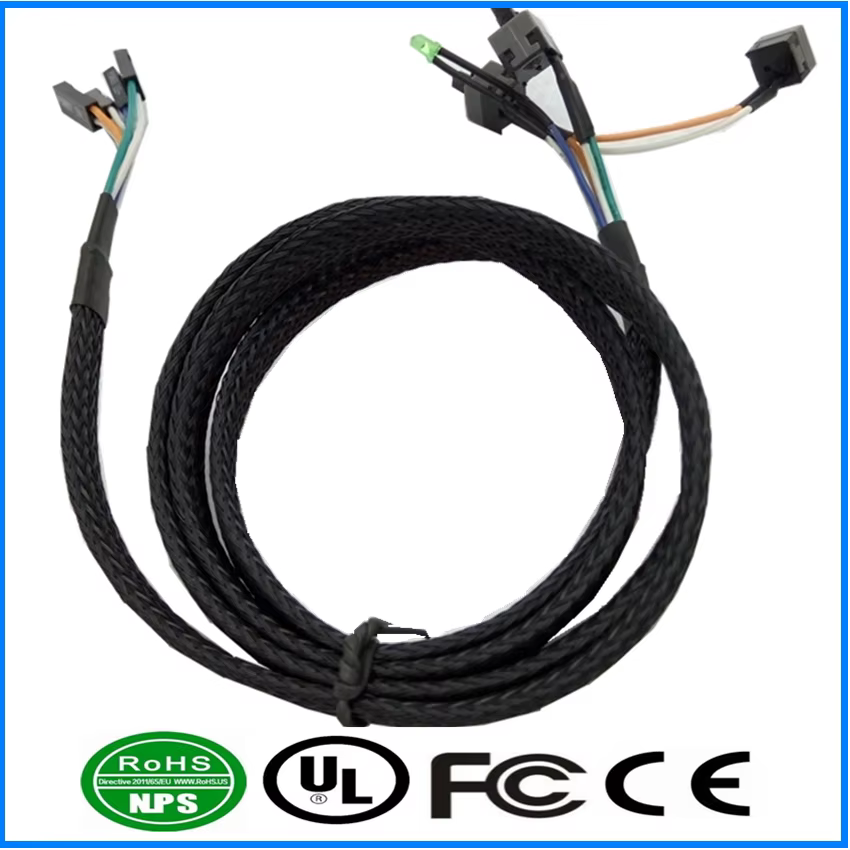 8.45 Switch & LED (5mm/3mm) LVDS Flat Sleeved Audio & Video Wire Harness for Computer HSG 2.54 UL1007 Cable