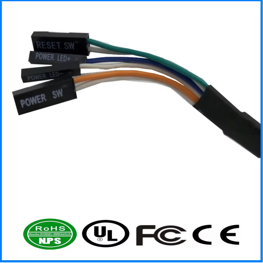 8.45 Switch & LED (5mm/3mm) LVDS Flat Sleeved Audio & Video Wire Harness for Computer HSG 2.54 UL1007 Cable
